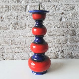 Keramieken Kandelaar – Rood/blauw | Jaren ‘60