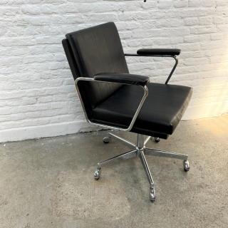 Bureaustoel Zwart Met Chroom | Jaren ‘70