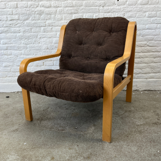 Fauteuil Hout – Bruin Corduroy | Jaren ’70 – *2 Stuks*