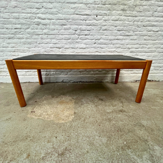 Salontafel hout – leisteen blad | jaren ‘70