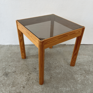 Bijzettafel grenen, rookglas *2 stuks* | jaren ‘70