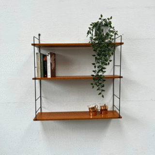Wandrek met 3 planken, teak | jaren ‘60