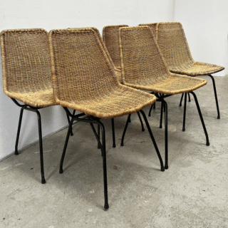 Set (7) eetkamerstoel rotan – Dirk van Sliedregt | jaren ‘60