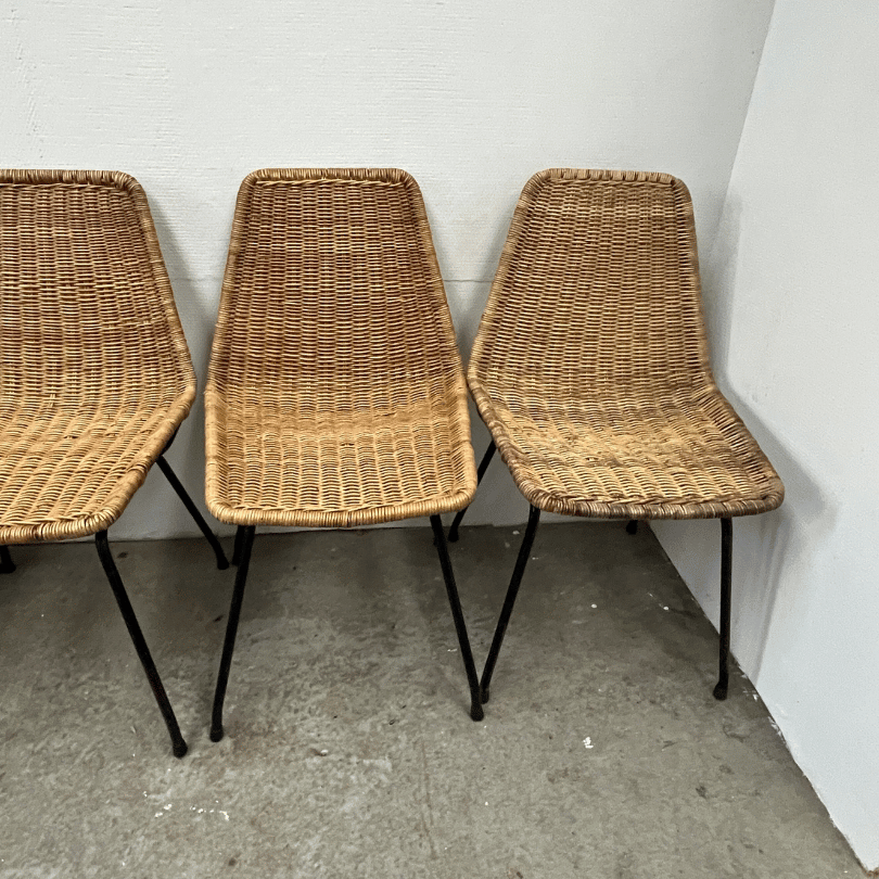 Set (7) eetkamerstoel rotan – Dirk van Sliedregt | jaren ‘60 - Afbeelding 5