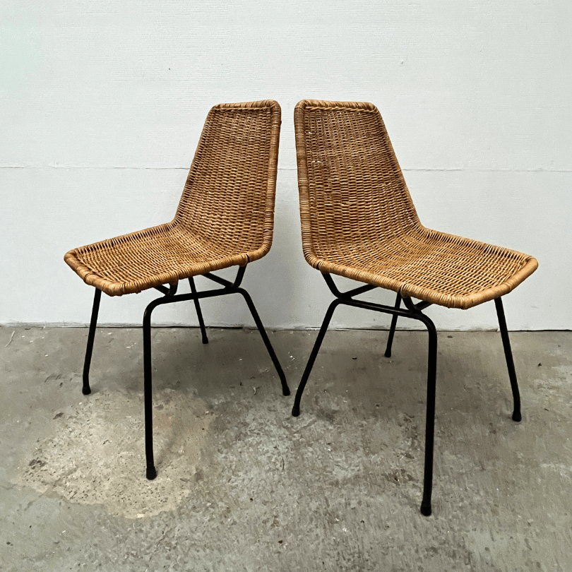 Set (7) eetkamerstoel rotan – Dirk van Sliedregt | jaren ‘60 - Afbeelding 7