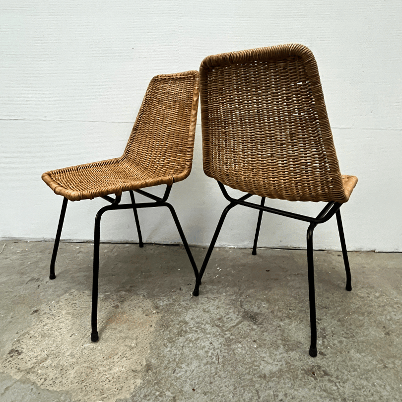 Set (7) eetkamerstoel rotan – Dirk van Sliedregt | jaren ‘60 - Afbeelding 8