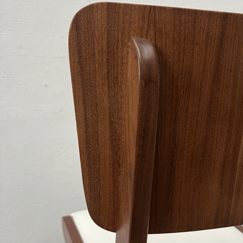 Set (2) eetkamerstoelen teak – wit skai | jaren ‘60 - Afbeelding 3