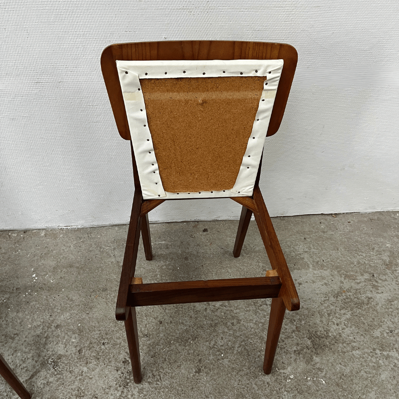 Set (2) eetkamerstoelen teak – wit skai | jaren ‘60 - Afbeelding 5