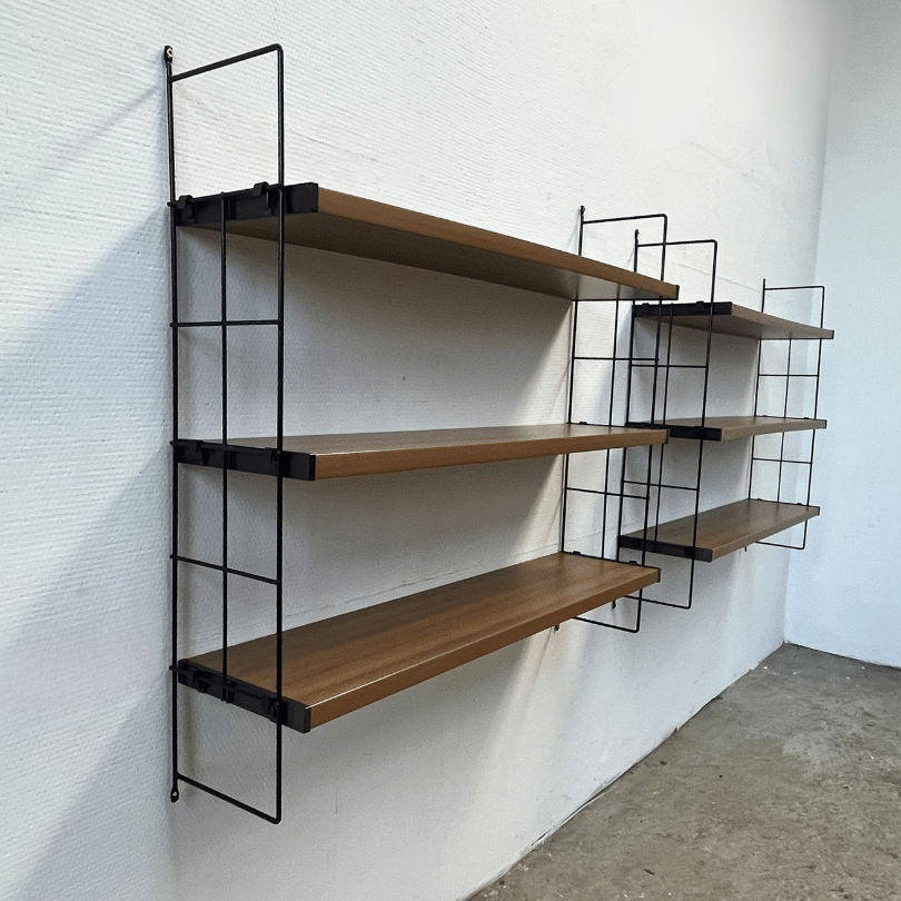 Wandrek– draadstaal & houtmotief *2 stuks* | jaren ‘60 - Afbeelding 5