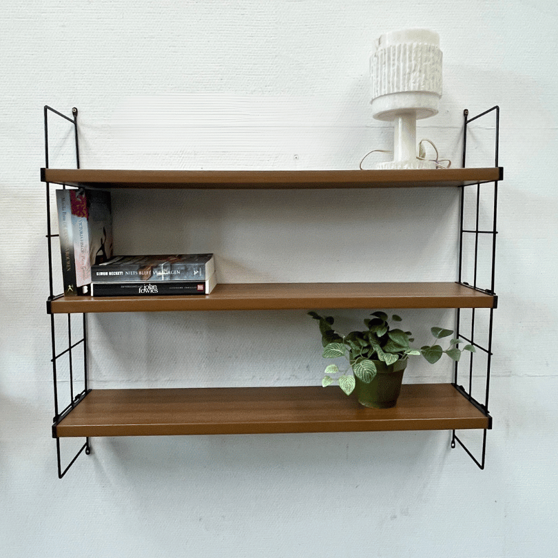 Wandrek– draadstaal & houtmotief *2 stuks* | jaren ‘60 - Afbeelding 4