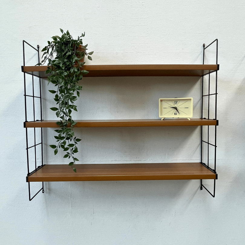 Wandrek– draadstaal & houtmotief *2 stuks* | jaren ‘60