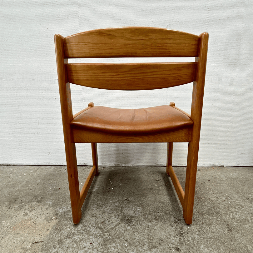 Set (4) stoelen, licht eiken – leer | jaren ‘70 - Afbeelding 6