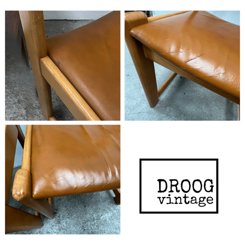 Set (4) stoelen, licht eiken – leer | jaren ‘70 - Afbeelding 7