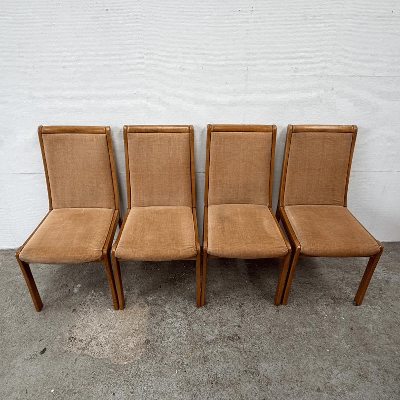 Set (4) eetkamerstoelen – hout, beige | jaren ‘60 - Afbeelding 5