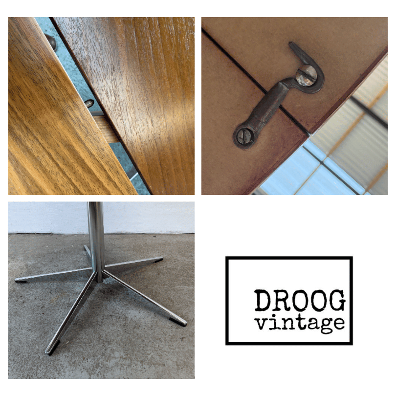 Eettafel rond, teak, chroom – verlengbaar | jaren ‘60 - Afbeelding 8