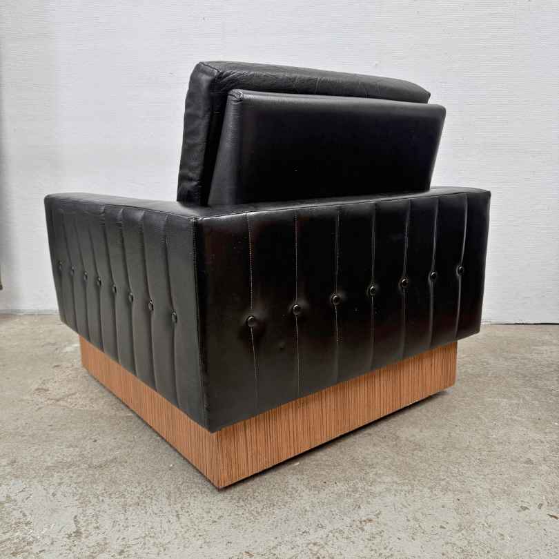 Fauteuil – zwart leer *2 stuks* | jaren ‘60 - Afbeelding 3