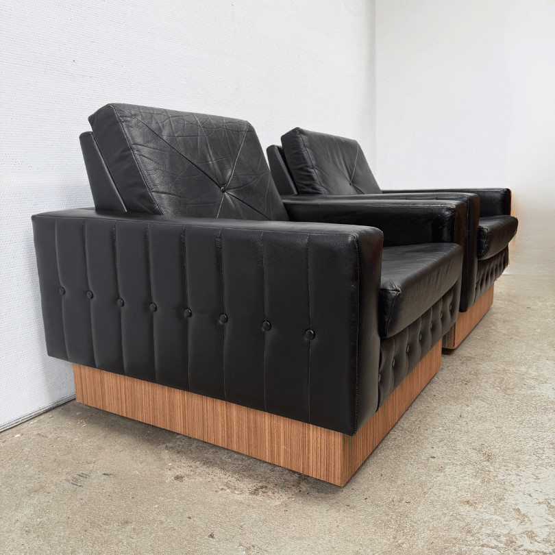 Fauteuil – zwart leer *2 stuks* | jaren ‘60 - Afbeelding 8