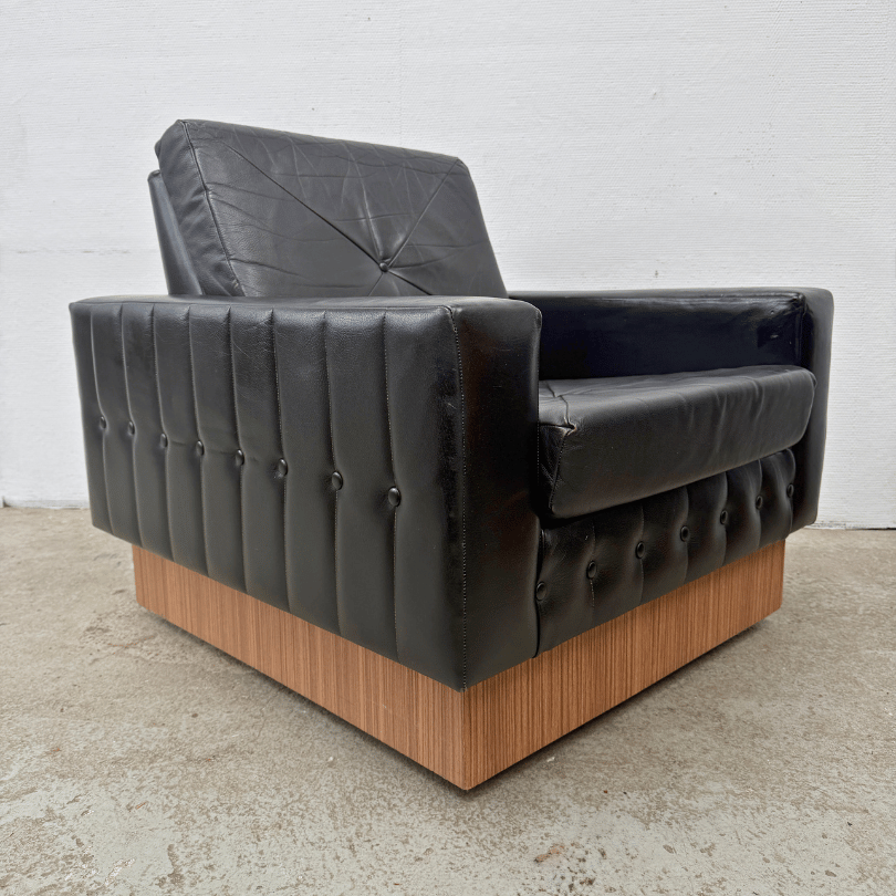 Fauteuil – zwart leer *2 stuks* | jaren ‘60
