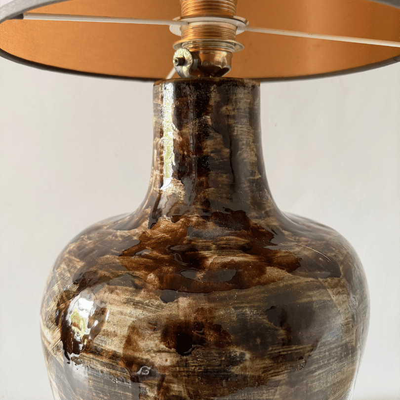 Lampenvoet bruin – keramiek | jaren ’70 - Afbeelding 2