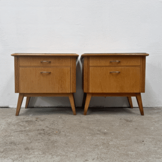 Set (2) vintage nachtkasjes – eiken | jaren ‘60