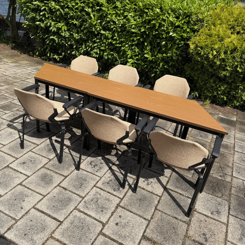 Set van 6 stoelen en 2 tafels, octogonaal – Fröscher | jaren ‘80 - Afbeelding 2