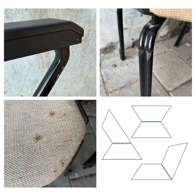 Set van 6 stoelen en 2 tafels, octogonaal – Fröscher | jaren ‘80 - Afbeelding 9