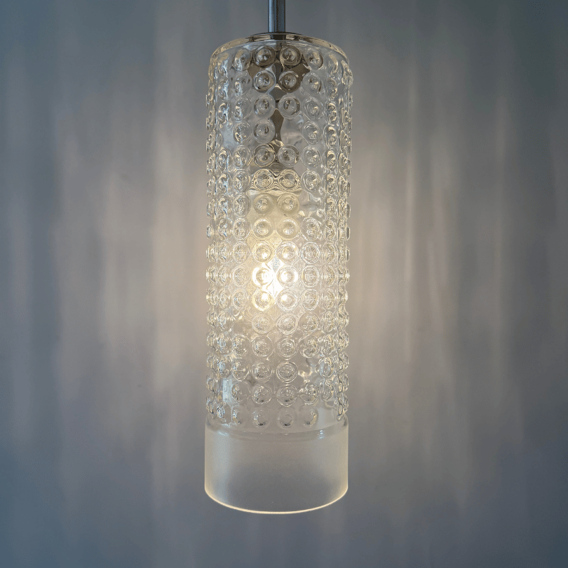 Hanglamp, bubbelglas cilinder – Peill &Putzler *5 stuks* | jaren ‘60 - Afbeelding 4