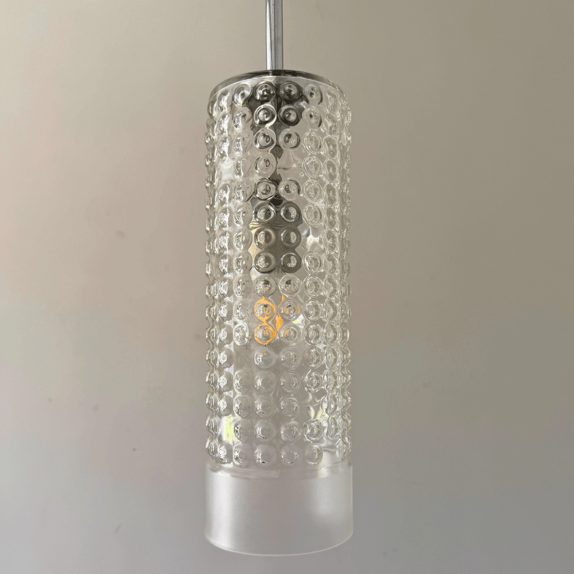 Hanglamp, bubbelglas cilinder – Peill &Putzler *5 stuks* | jaren ‘60 - Afbeelding 3