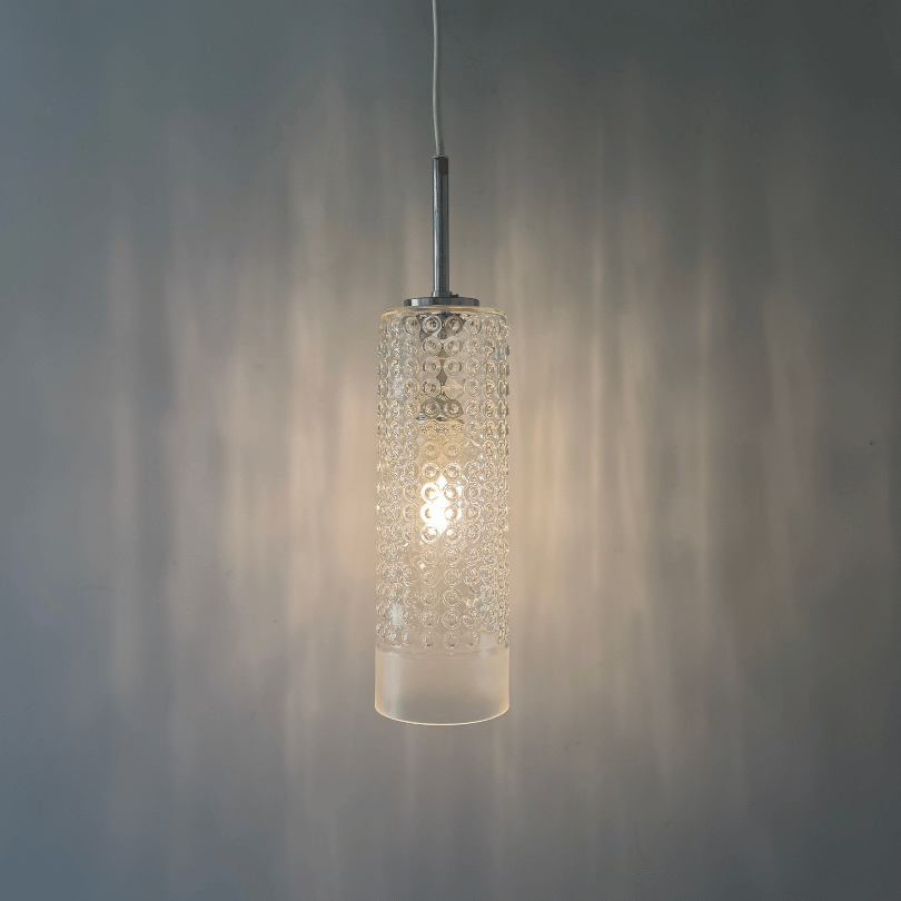 Hanglamp, bubbelglas cilinder – Peill &Putzler *5 stuks* | jaren ‘60 - Afbeelding 2