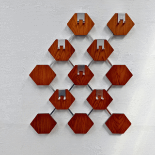 Wandkapstok hexagon, teak – chroom | jaren ‘70