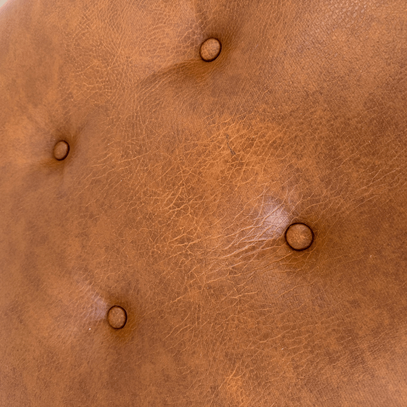 Voetenbank cognac, chroom | jaren ‘70 - Afbeelding 5