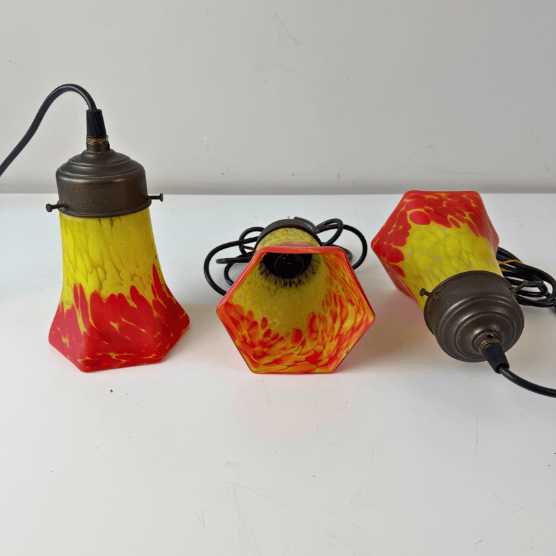 Set (3) hanglampjes – Art Nouveau | jaren ‘20 - Afbeelding 3