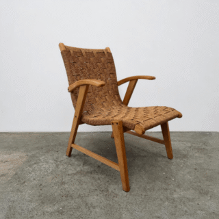 Gevlochten fauteuil hout & touw | jaren ’50