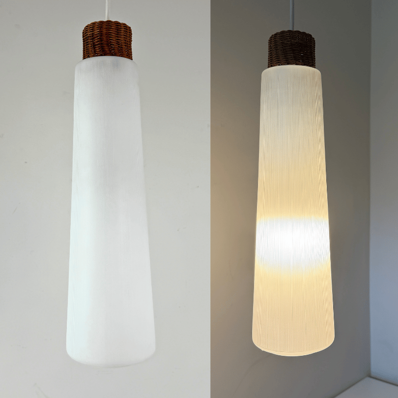 Hanglamp opaal glas – riet *2 stuks*| jaren ‘60 - Afbeelding 2