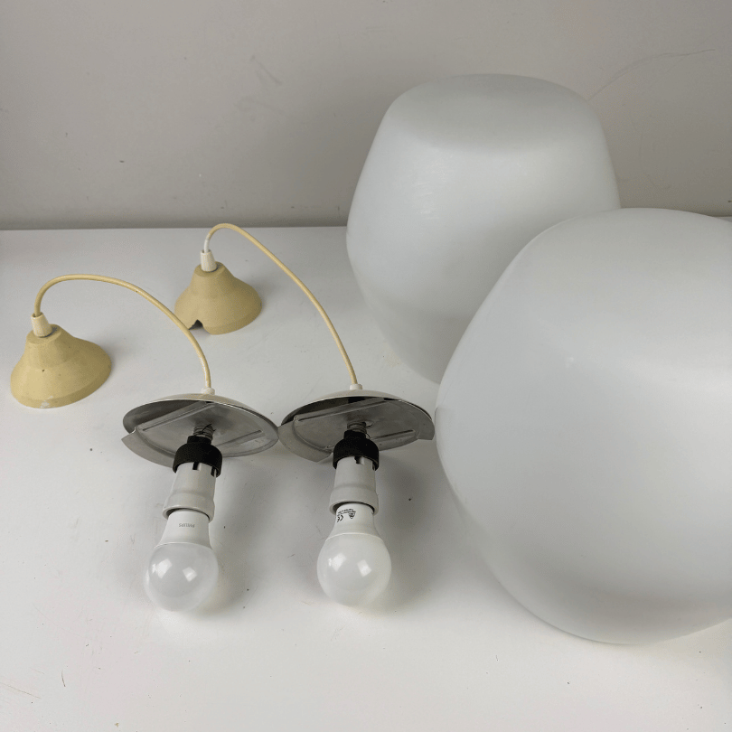 Hanglamp Opaline glas - Philips *2 stuks* | jaren ‘60 - Afbeelding 5